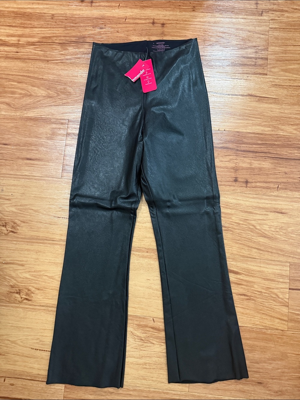 COMMANDO Black Faux Leather Flared Cropped Pants Sz L